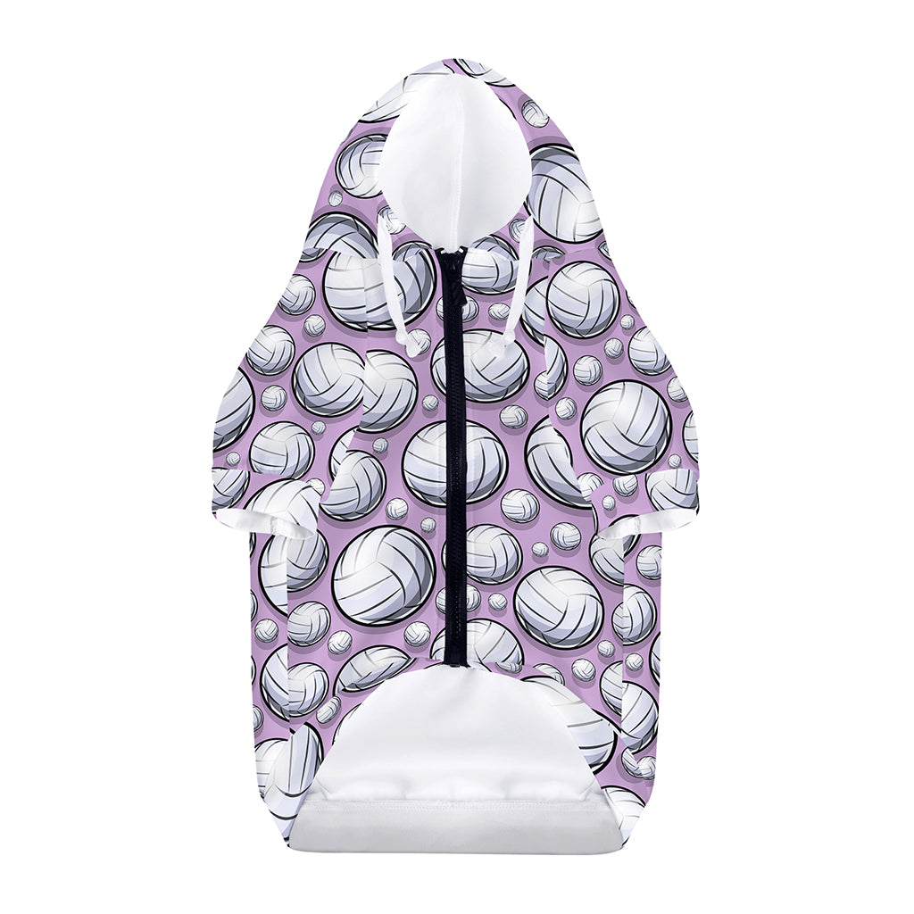 Purple And White Volleyball Print Dog Zip Up Hoodie