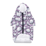 Purple And White Volleyball Print Dog Zip Up Hoodie