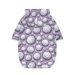 Purple And White Volleyball Print Dog Zip Up Hoodie