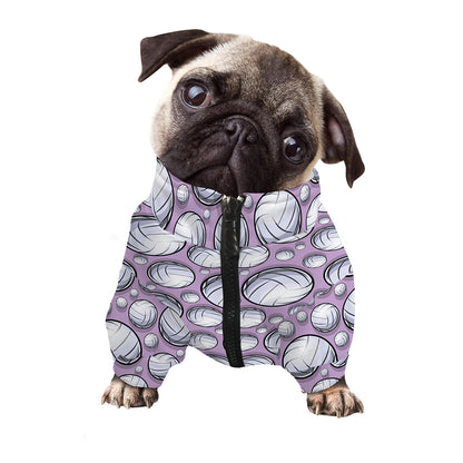 Purple And White Volleyball Print Dog Zip Up Jacket