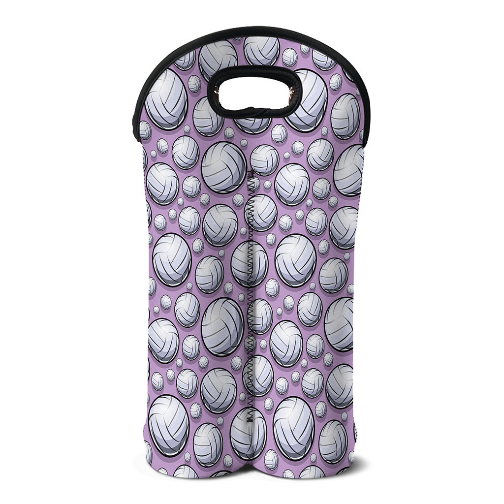 Purple And White Volleyball Print Double Neoprene Wine Tote