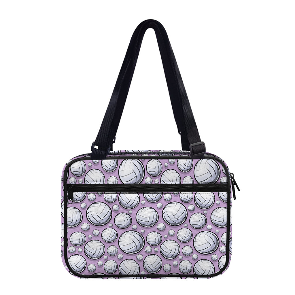 Purple And White Volleyball Print Double Strap Bible Bag