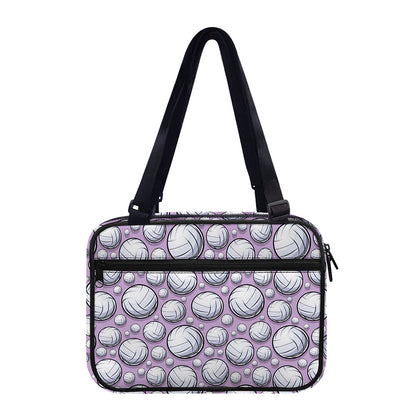 Purple And White Volleyball Print Double Strap Bible Bag