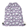 Purple And White Volleyball Print Drawstring Bag