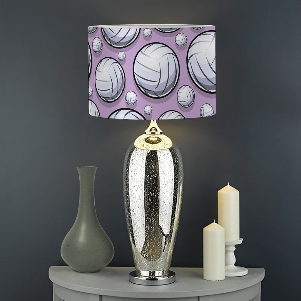 Purple And White Volleyball Print Drum Lamp Shade