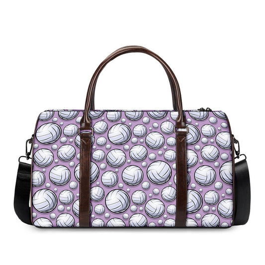 Purple And White Volleyball Print Duffle Bag