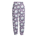 Purple And White Volleyball Print Fleece Lined Knit Pants