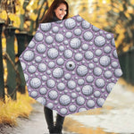 Purple And White Volleyball Print Foldable Umbrella