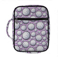 Purple And White Volleyball Print Front Pocket Bible Bag