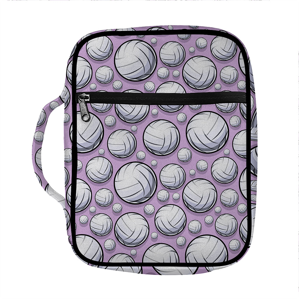 Purple And White Volleyball Print Front Pocket Bible Bag