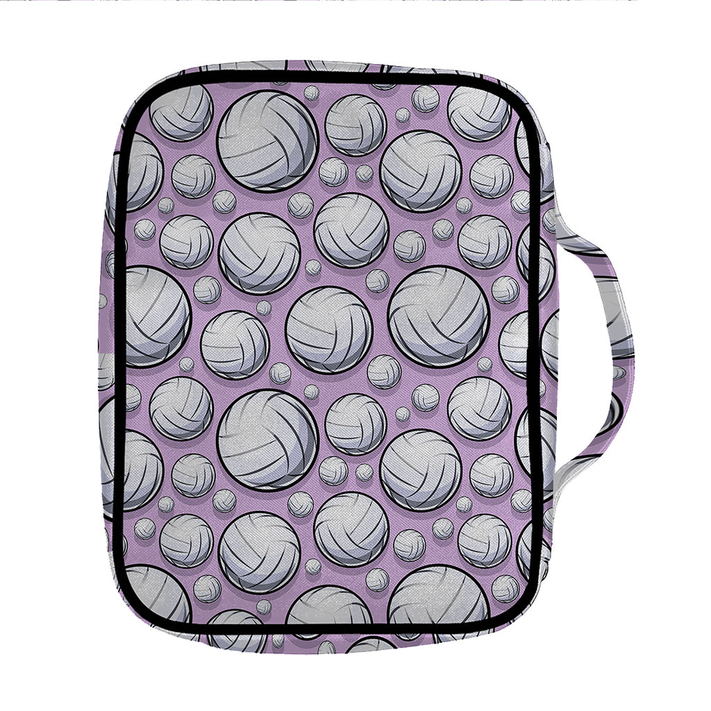 Purple And White Volleyball Print Front Pocket Bible Bag