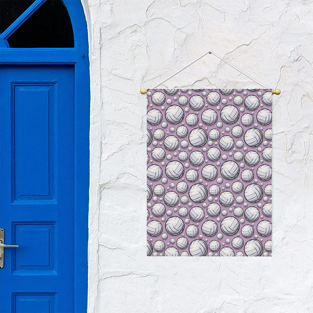 Purple And White Volleyball Print Garden Flag