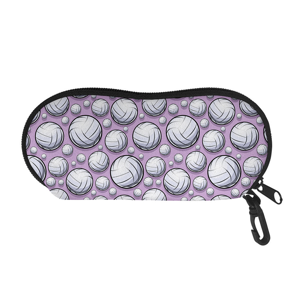 Purple And White Volleyball Print Glasses Case