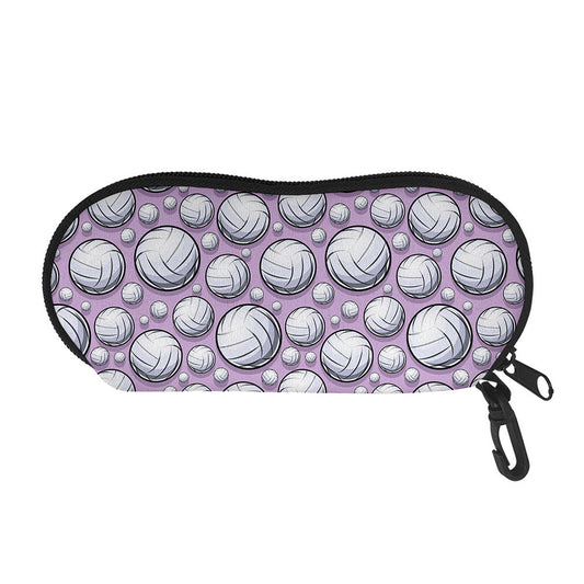 Purple And White Volleyball Print Glasses Case