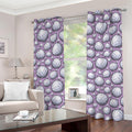 Purple And White Volleyball Print Grommet Curtains
