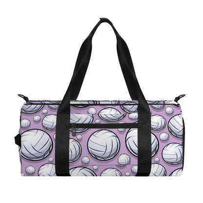 Purple And White Volleyball Print Gym Bag