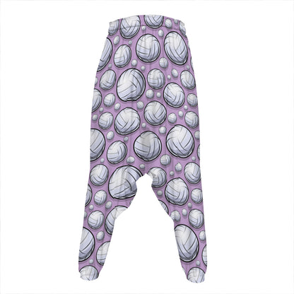 Purple And White Volleyball Print Hammer Pants