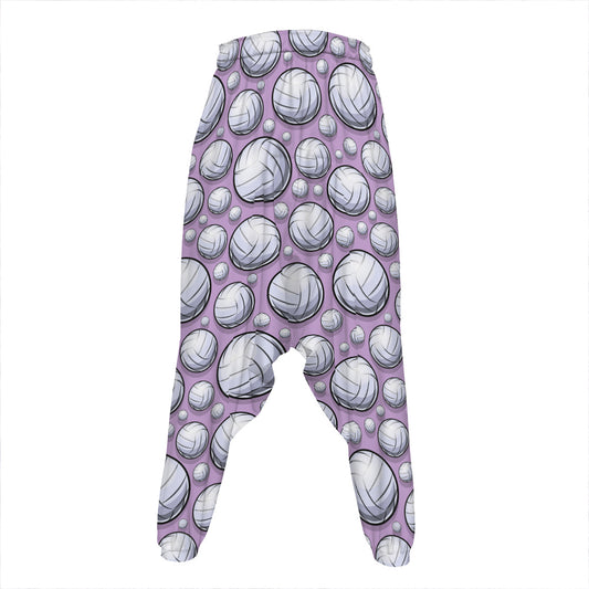 Purple And White Volleyball Print Hammer Pants