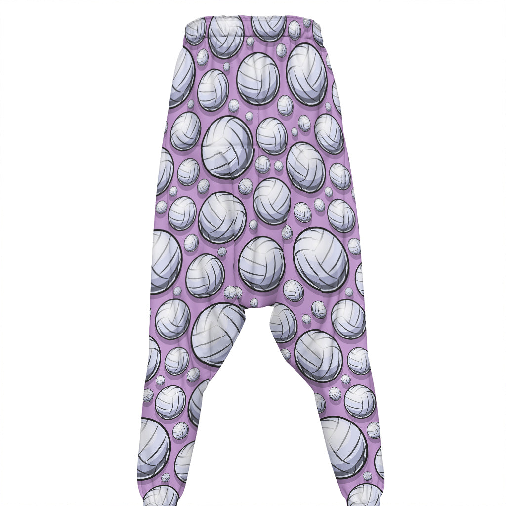 Purple And White Volleyball Print Hammer Pants