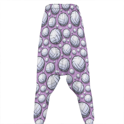 Purple And White Volleyball Print Hammer Pants