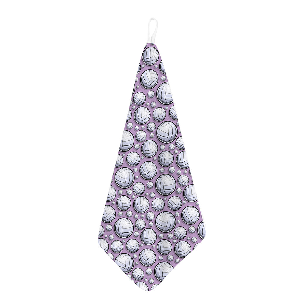 Purple And White Volleyball Print Hand Towel