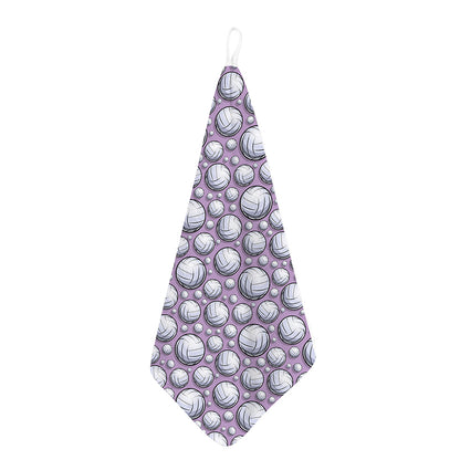 Purple And White Volleyball Print Hand Towel