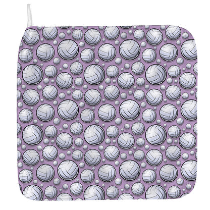 Purple And White Volleyball Print Hand Towel