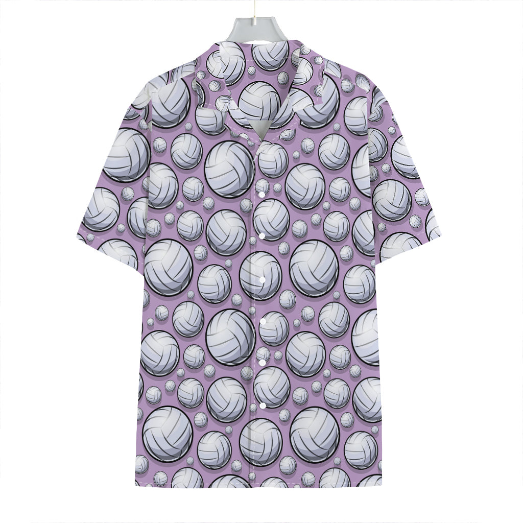 Purple And White Volleyball Print Hawaiian Shirt