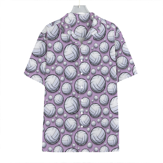 Purple And White Volleyball Print Hawaiian Shirt