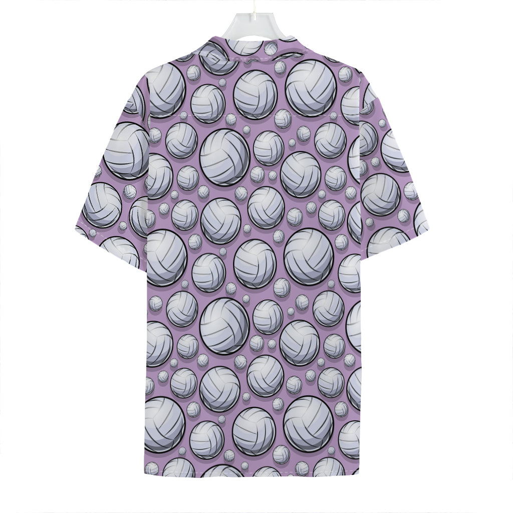 Purple And White Volleyball Print Hawaiian Shirt