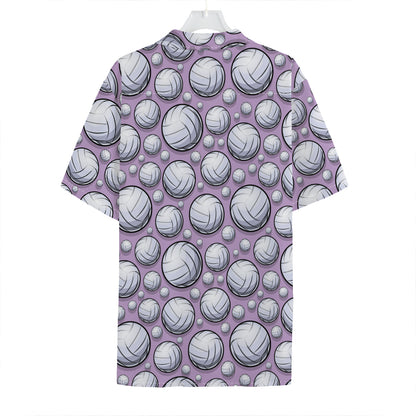 Purple And White Volleyball Print Hawaiian Shirt