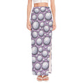 Purple And White Volleyball Print High Slit Maxi Skirt