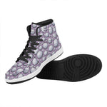 Purple And White Volleyball Print High Top Leather Sneakers