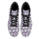 Purple And White Volleyball Print High Top Leather Sneakers