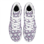 Purple And White Volleyball Print High Top Leather Sneakers