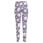 Purple And White Volleyball Print High-Waisted Pocket Leggings