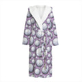 Purple And White Volleyball Print Hooded Bathrobe