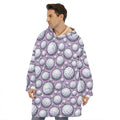 Purple And White Volleyball Print Hoodie Blanket