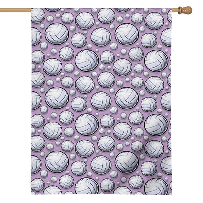 Purple And White Volleyball Print House Flag