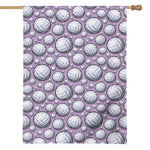 Purple And White Volleyball Print House Flag