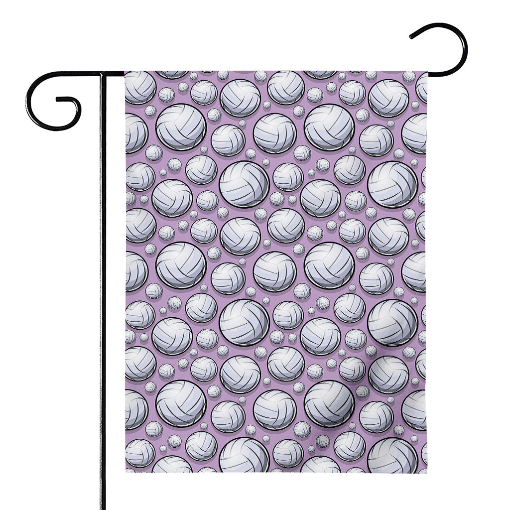 Purple And White Volleyball Print House Flag