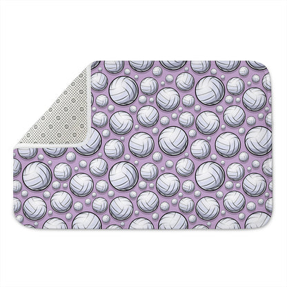 Purple And White Volleyball Print Indoor Door Mat
