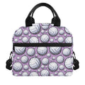 Purple And White Volleyball Print Insulated Lunch Bag