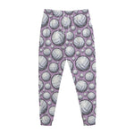 Purple And White Volleyball Print Jogger Pants