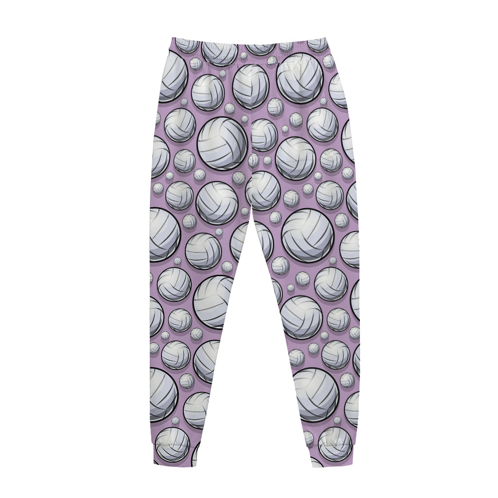 Purple And White Volleyball Print Jogger Pants