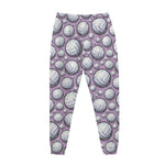 Purple And White Volleyball Print Jogger Pants