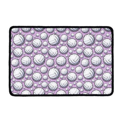 Purple And White Volleyball Print Kitchen Mat