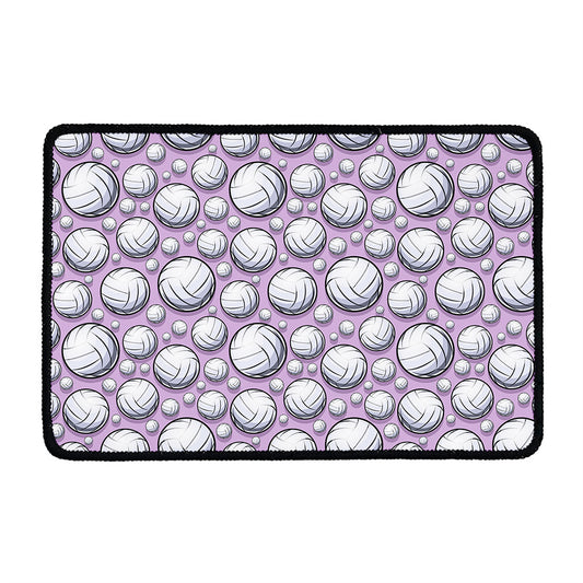 Purple And White Volleyball Print Kitchen Mat