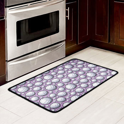 Purple And White Volleyball Print Kitchen Mat