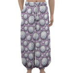 Purple And White Volleyball Print Lantern Pants